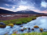 Góry, jezioro, śnieg